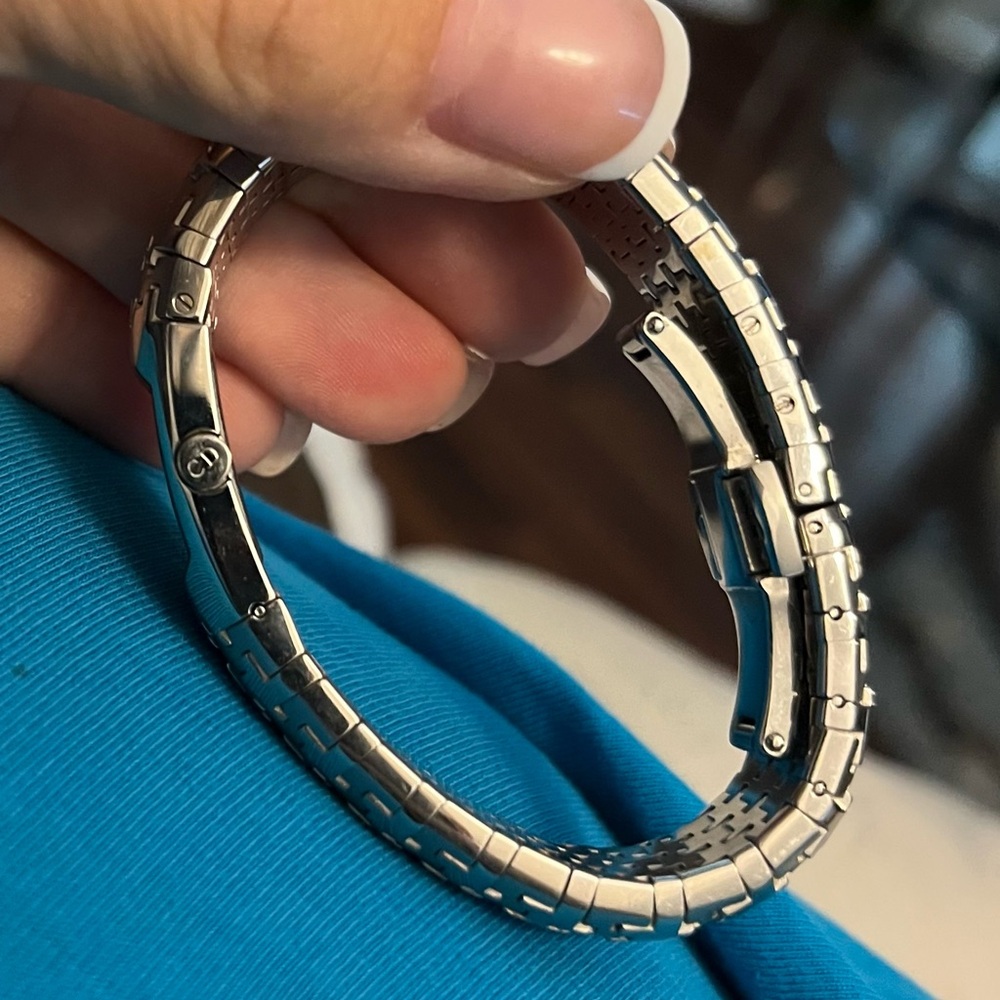 EUC Dior Silver Stainless Steel Women's hounds-tooth Link Bracelet Watch - Picture 8 of 16